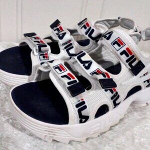 Fila Disruptor Sandal Womens White/Navy/ Red Canvas Sport Sandals
